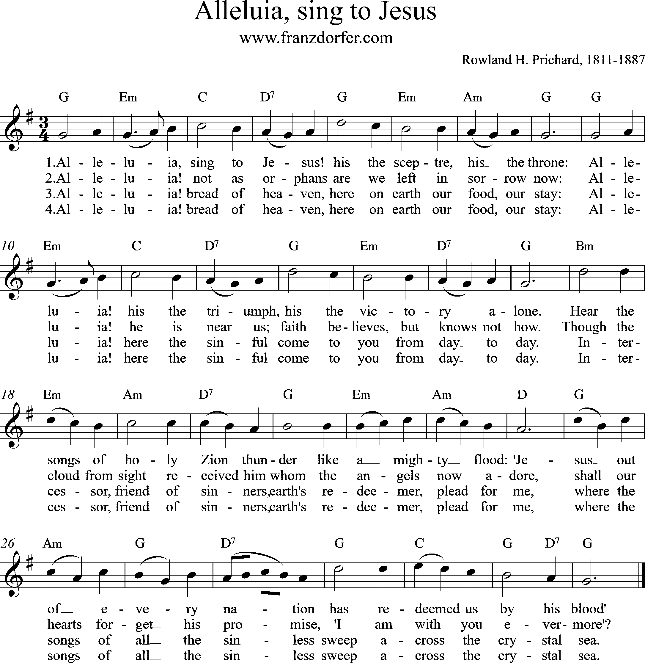 sheetmusic, Alleluia, sing to Jesus